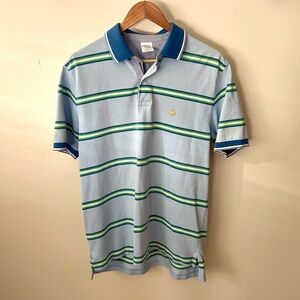 Brooks Brothers Light Blue and Green Striped Polo Shirt